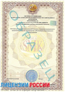 Образец сертификата соответствия (приложение) Котовск Сертификат ISO 13485